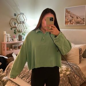 Aerie polo button up crewneck